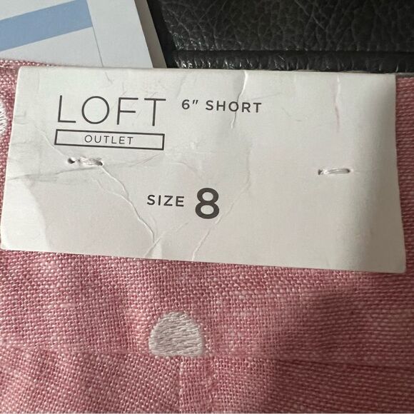 New! Loft Outlet Linen High Rise Pink White/Polka Dot 6” Chino Women Short Sz 8 - Picture 9 of 10